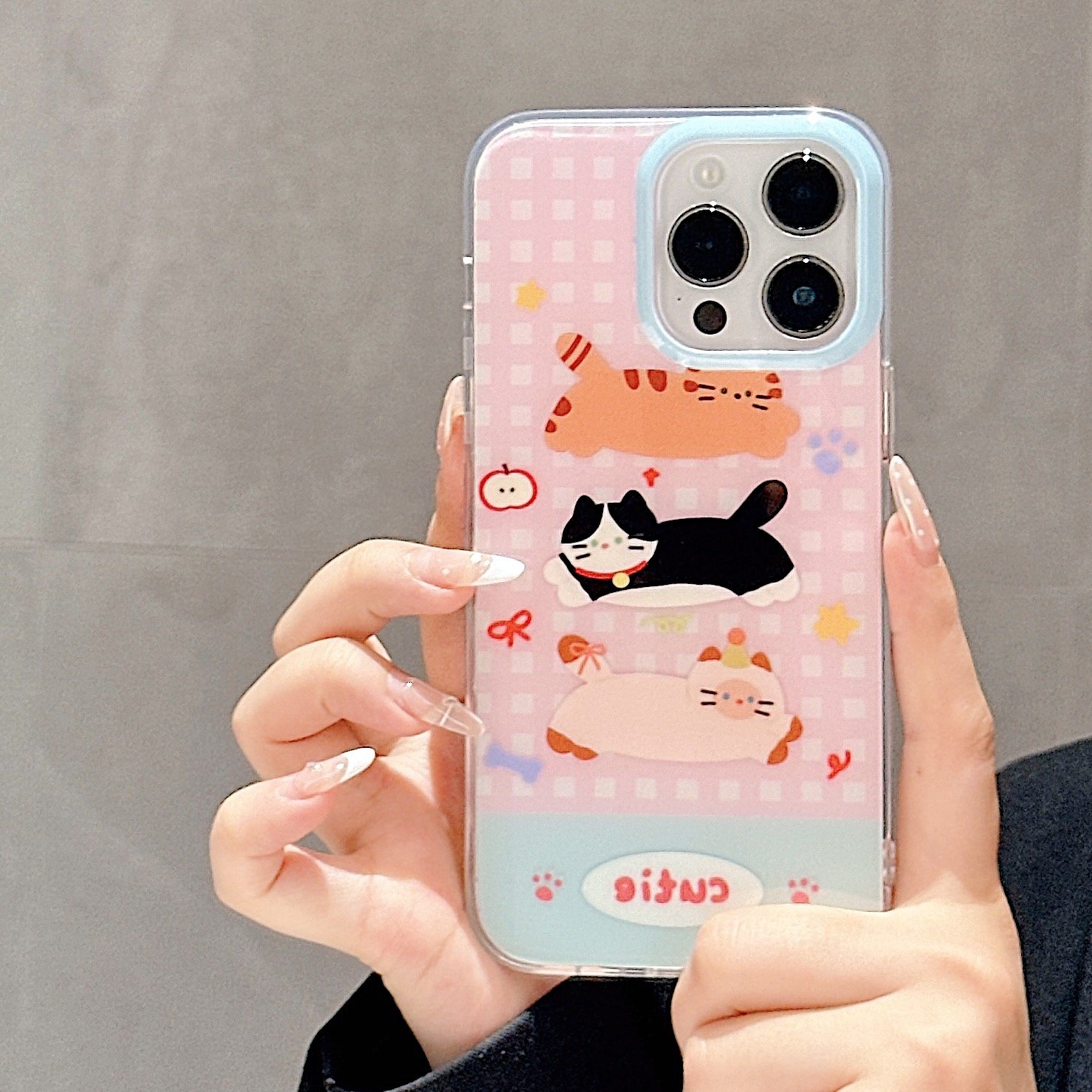 Hot selling products 2024 Cartoon Cute Cat Protective Mobile Phone Back Cover Cases For iPhone 13 14 15 16 Pro Max Case