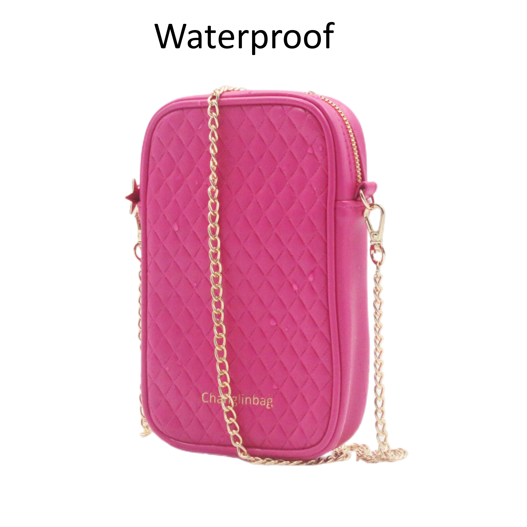 Newest OEM ODM Fashion Diamond Pattern Pink Quilted PU Crossbody Phone Pouch Bag