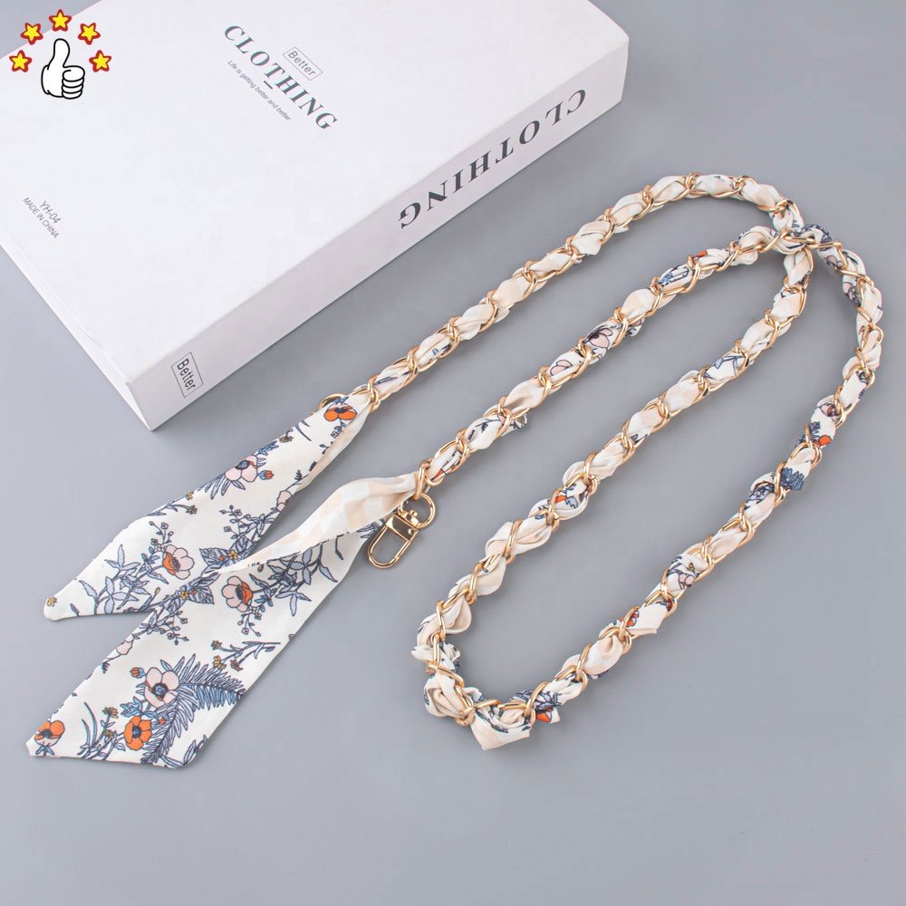 2024 Trendy Designer Silk Scarf Metal Phone Accessories Bag Accessories Mobile Phone Chain For All Smartphone Case