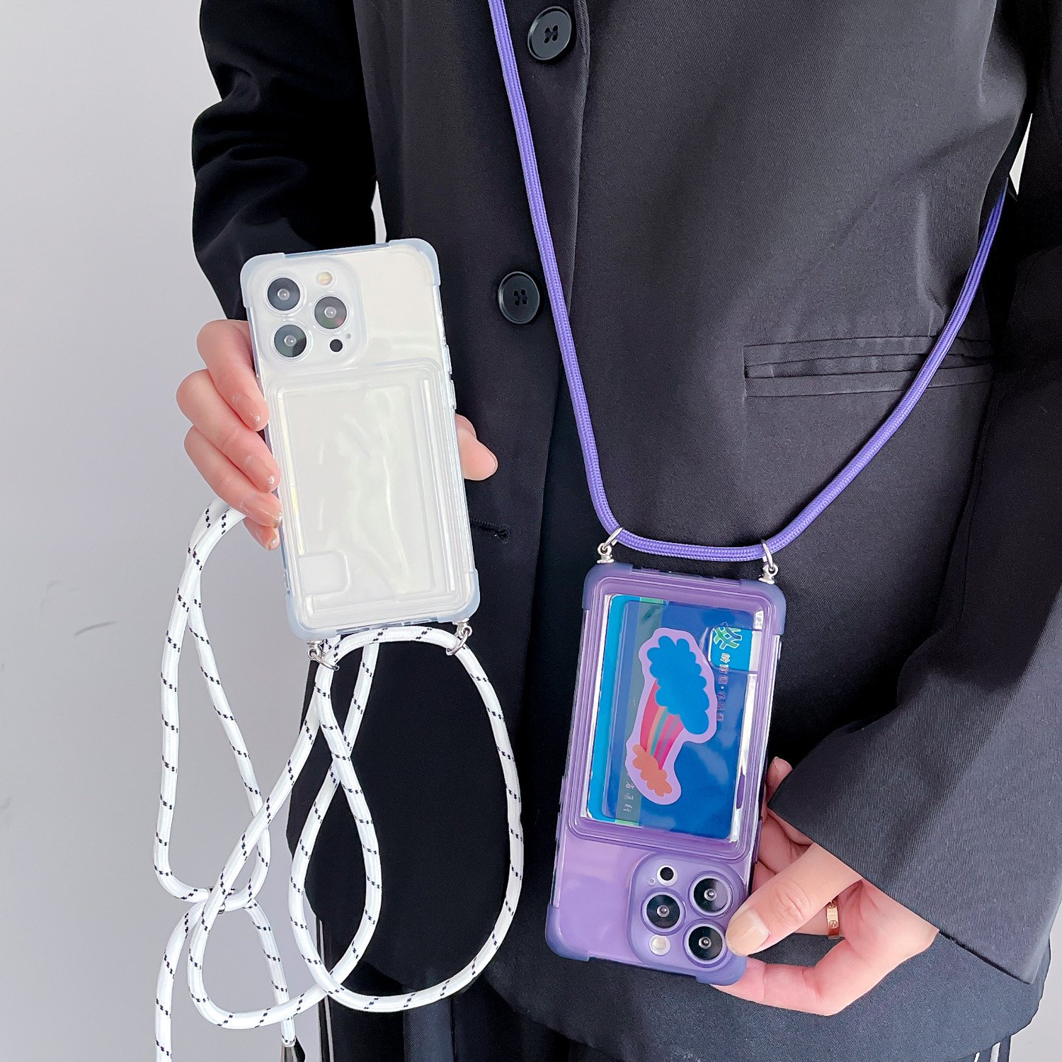 New phone strap phone case for iPhone 15 pro card slot mobile phone cases for iPhone15 14 13 12