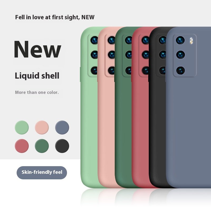 Soft Solid Color Back Cover Liquid Silicone Phone Case For Huawei P30 P40 P50 Mate 20 30 40 NOVA8 NOVA7 Pro SE With Strap