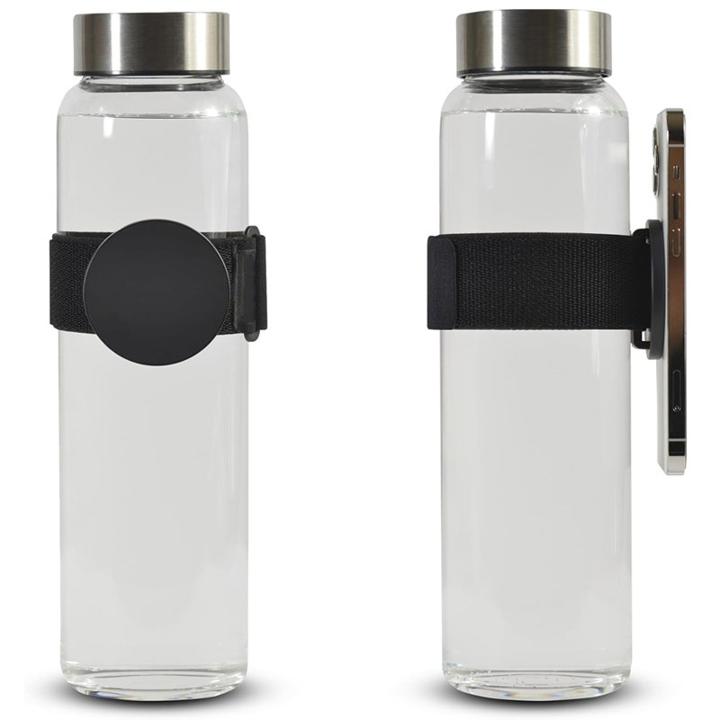 Mag Safe Compatible Strap Phone Holder for Water Bottle with Metal Ring for Cell Phone Flask Cup Tumbler Mount Accessory
