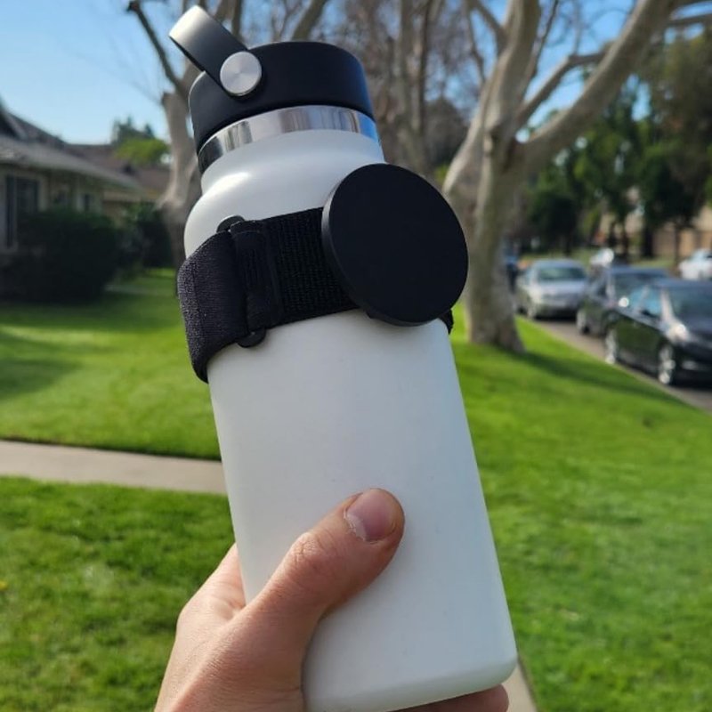 Mag Safe Compatible Strap Phone Holder for Water Bottle with Metal Ring for Cell Phone Flask Cup Tumbler Mount Accessory