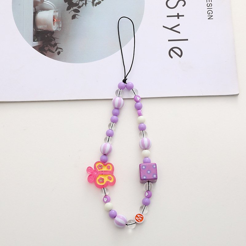 Beaded Adjust Mobile Phone Lanyard Smartphone Chain Tell phone Rope Candy Colored Wrist Strap Short Pendant Gifts