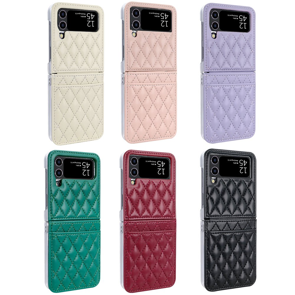 VIETAO Premium Leather Z Flip 4 Case With Hand Strap, Mobile Phone Cover With Card Slot For Samsung Galaxy Z Flip 4 Case, Pink