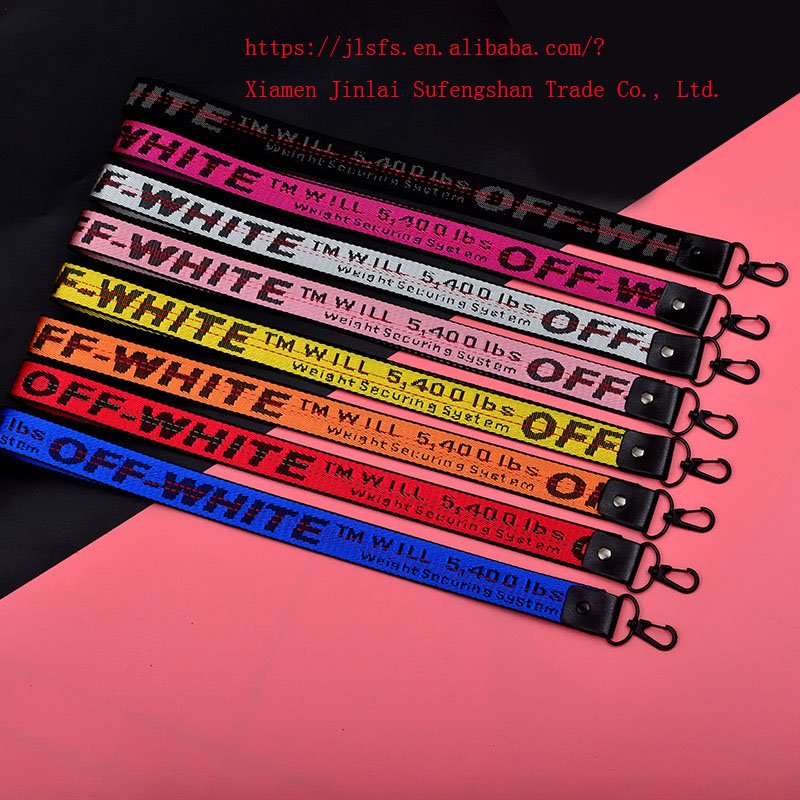Off Keychain Lanyard Polyester Sublimation Printed Mobile Phone Strap Fashion Heat Transfer Nylon Hanging Rope Neck Wristlet