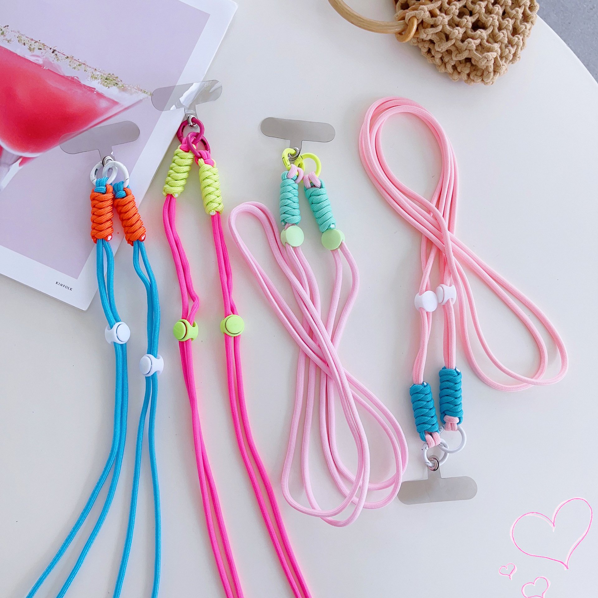Wholesale Adjustable Colorful Nylon Phone Lanyard Keychain Strap Universal Neck Strap Anti-Lost Crossbody Mobile Phone Lanyard