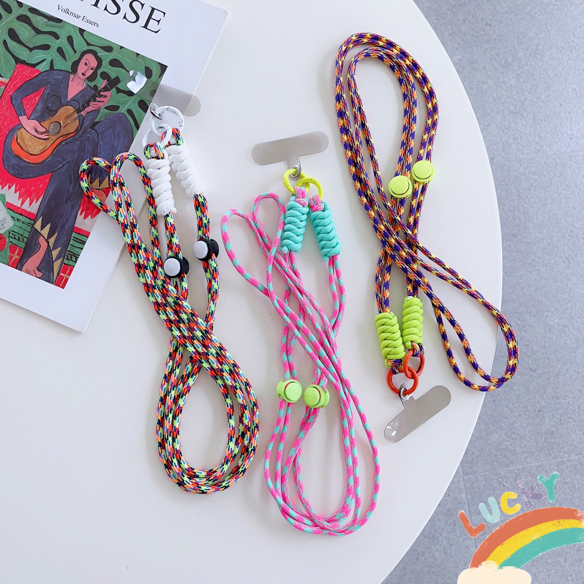 Wholesale Adjustable Colorful Nylon Phone Lanyard Keychain Strap Universal Neck Strap Anti-Lost Crossbody Mobile Phone Lanyard