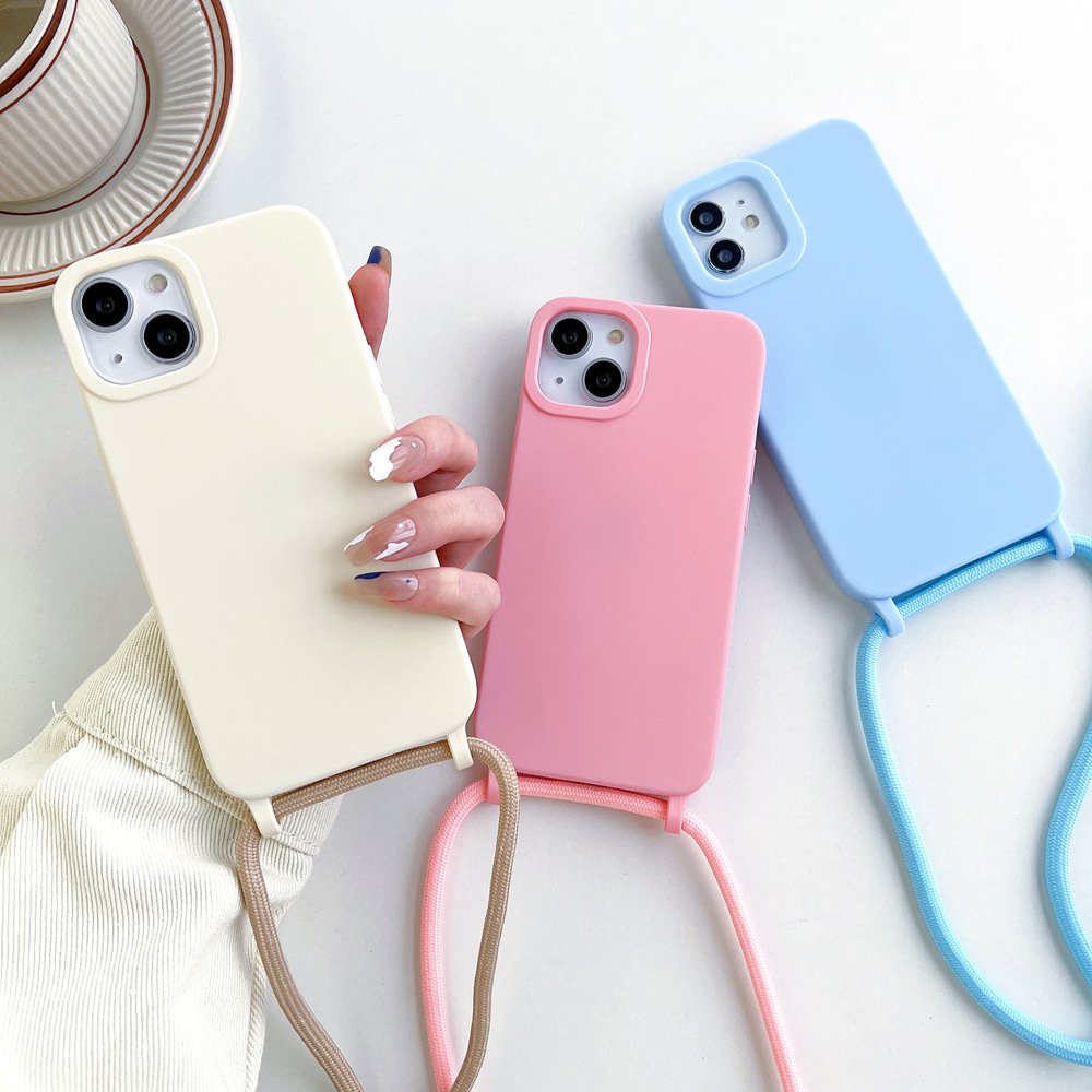 Crossbody Necklace Strap Lanyard Cord TPU Cellphone Cases for iPhone 15 14 13 12 11 Pro Max XR X XS 7 8 plus