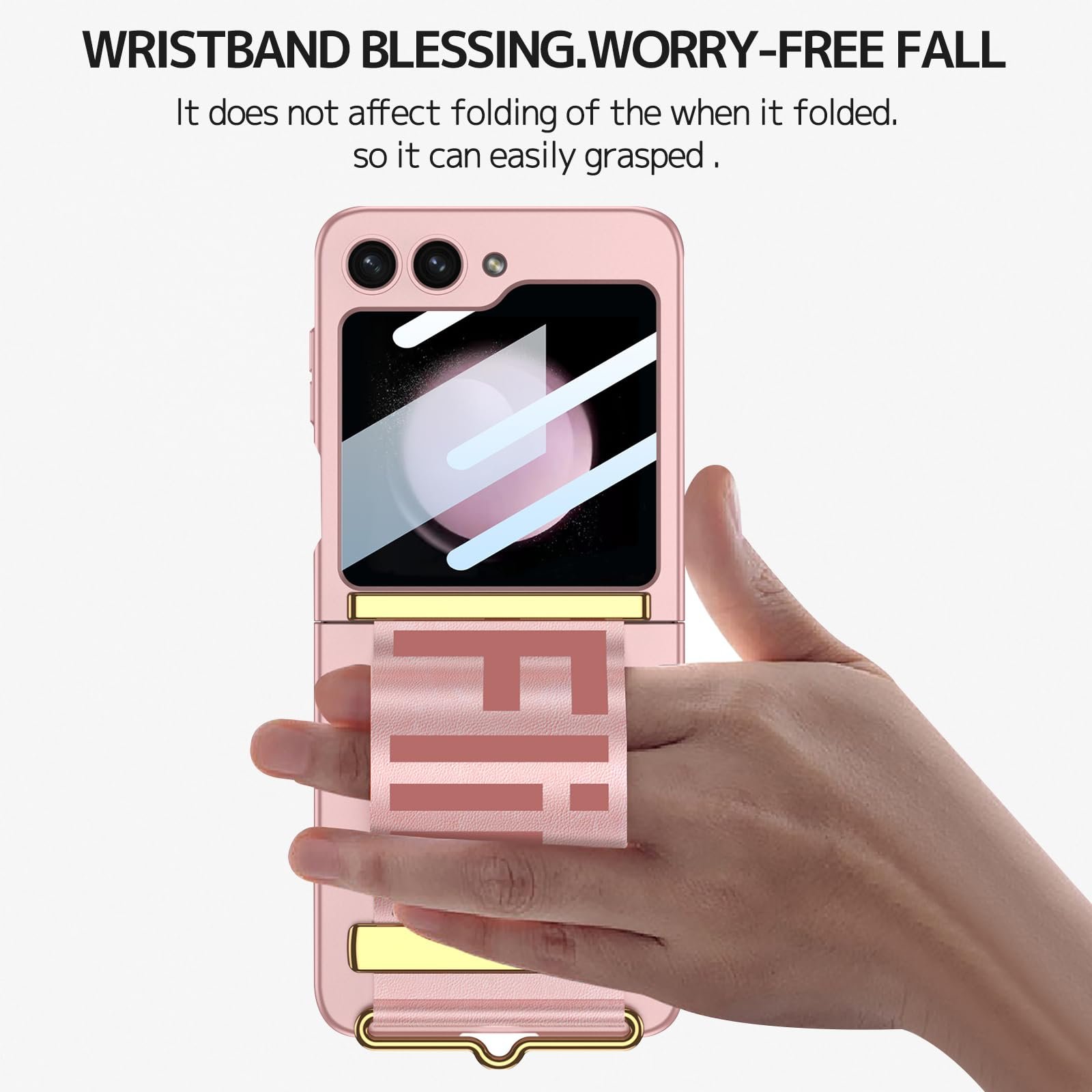 with Strap Protective PC+PU Leather Wrist Strap Cover Phone Case For Samsung Galaxy Z Flip 6 Phone Case