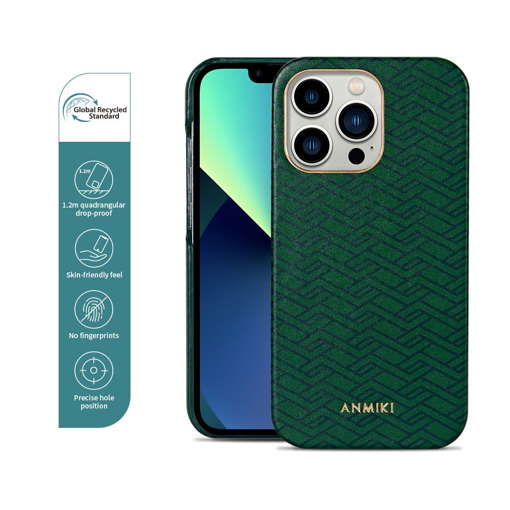 Custom Personalised Fashion High Quality Green Leather Mobile Cell Phone Case For iPhone 14