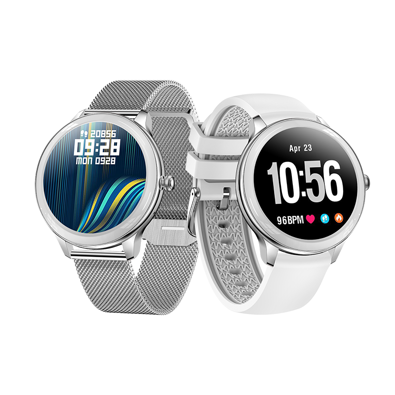 KarenM V33 Smart Watches for Women Heart Rate Body Temperature Monitoring Female Smartwatch Bracelet Double Straps