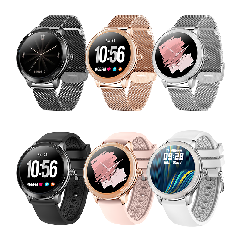 KarenM V33 Smart Watches for Women Heart Rate Body Temperature Monitoring Female Smartwatch Bracelet Double Straps