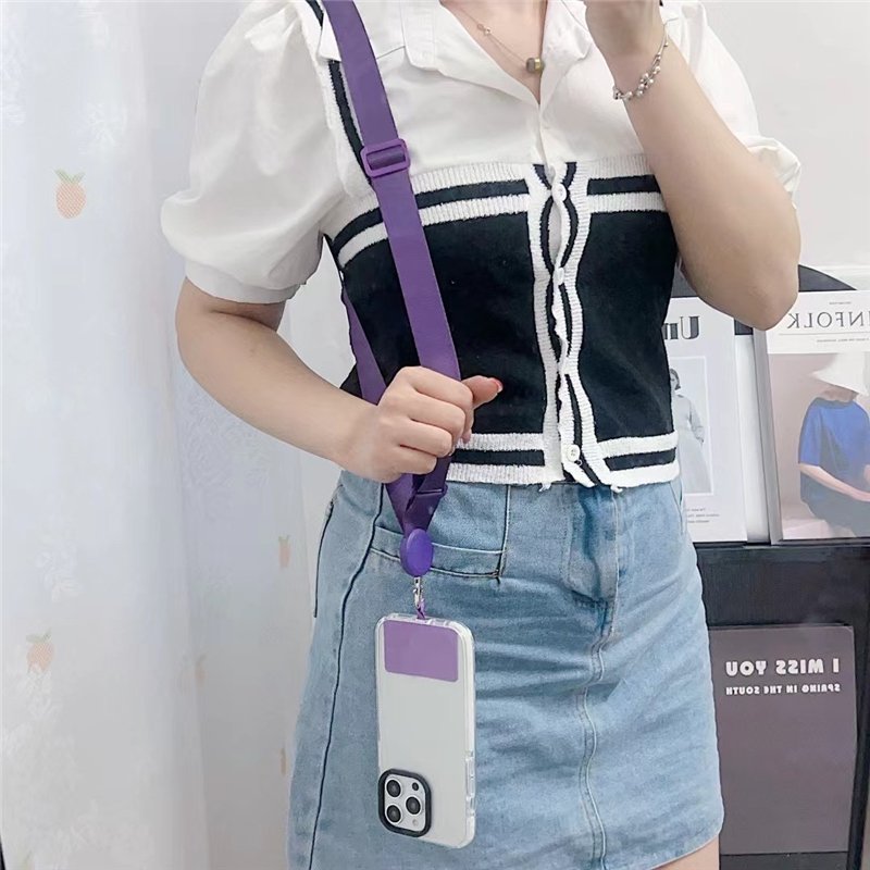 Adjustable Phone Strap Crossbody Lanyard for Mobile Phone Detachable Necklace Hanging Wide Rope Patch Cord Nylon Phone Straps