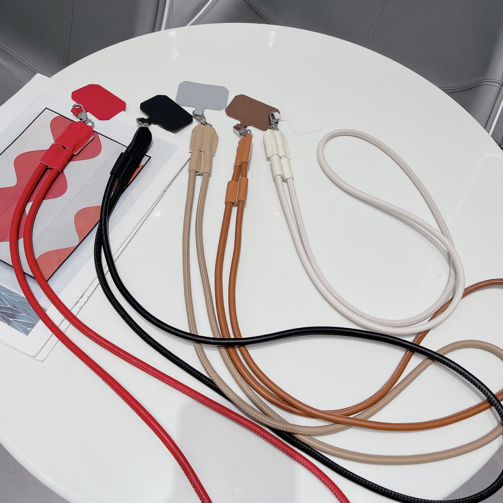Universal Leather Necklace Mobile Phone Strap Detachable Crossbody Patch Phone Chain Phone Lanyard