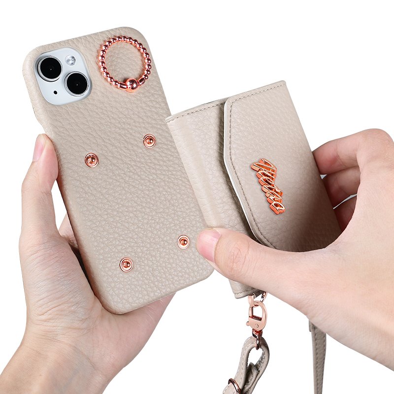 VIETAO Iphone Customization Pu Leather Wallet Phone Case Pouch Luxury with Crossbody Strap for Iphone 15 in Stock VT-DD-243