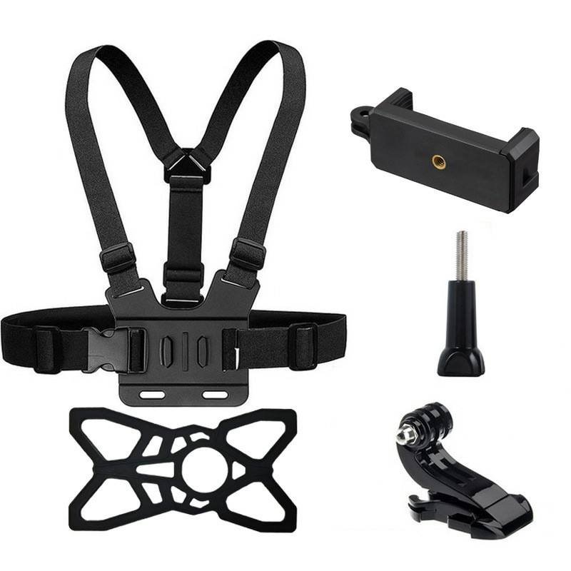 6-in-1 Accessories Kit for GoPro Hero Parts with Chest Strap Mobile Phone Clip