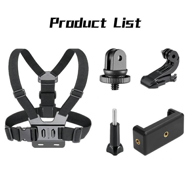 6-in-1 Accessories Kit for GoPro Hero Parts with Chest Strap Mobile Phone Clip