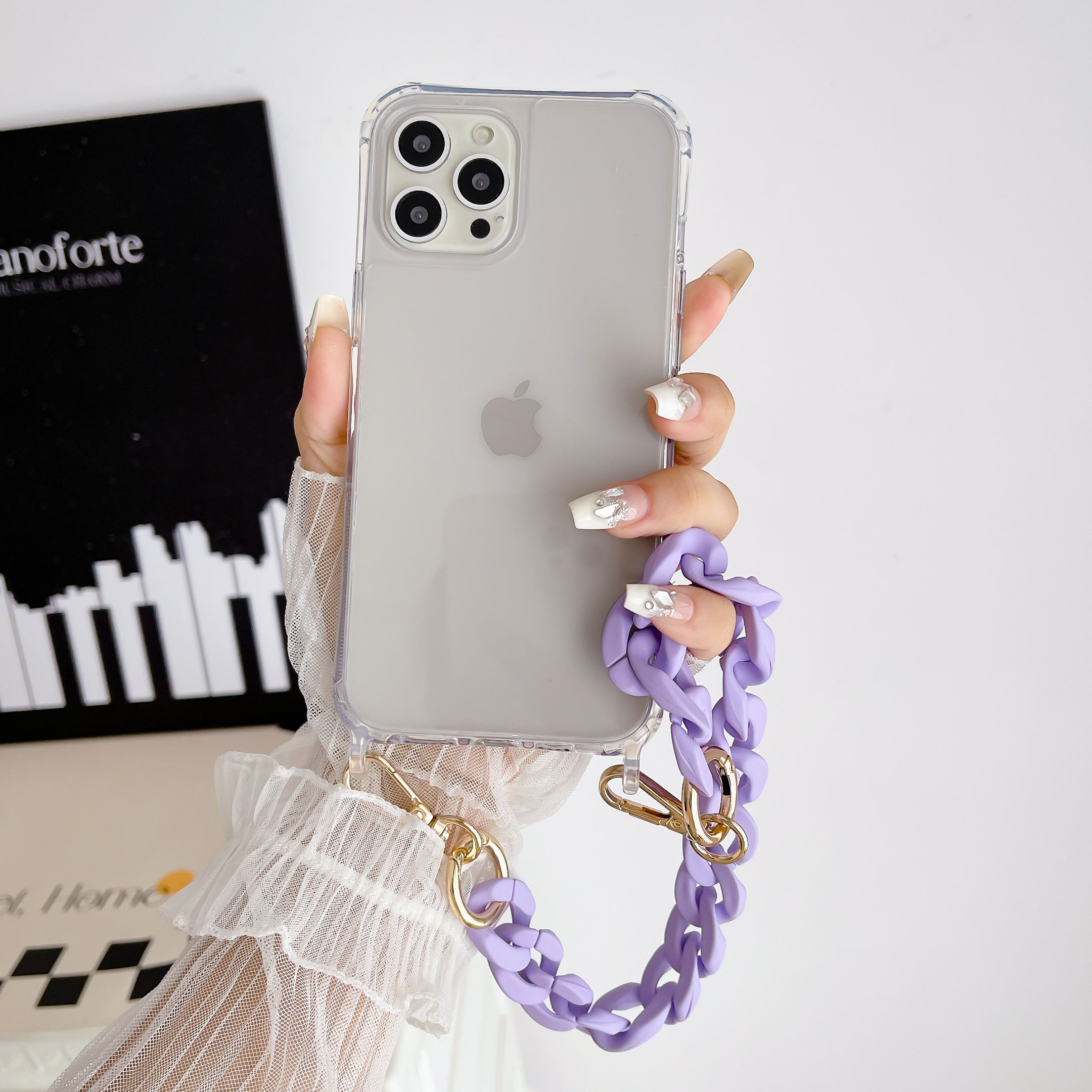 Durable Acrylic Chain For Phone Short Wrist Strap Colorful Mobile Phone Charm Bracelet Chain with Clear case For iphone 16 15