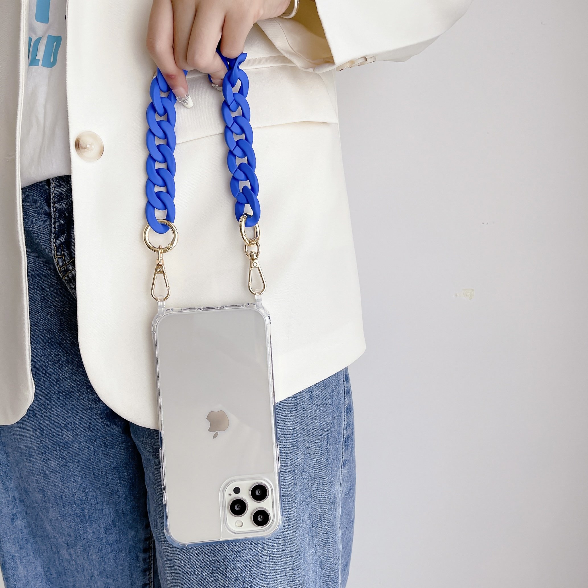 Durable Acrylic Chain For Phone Short Wrist Strap Colorful Mobile Phone Charm Bracelet Chain with Clear case For iphone 16 15