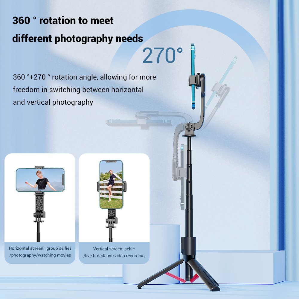 K26 360 Rotate Remote Phone Holder Tripod Bluetooth Selfie Stick Tripod