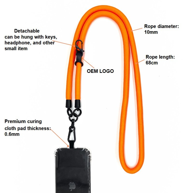 Universal Cell Phone Lanyard Crossbody Polyester Phone Strap 10mm Thick Strong Climbing Rope Compatible for All Mobile Phones