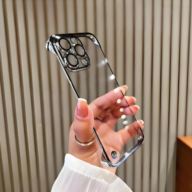 Luxury Frameless Electroplated PC Crystal Cell Mobile Phone Case For iPhone 15 Pro Max 16 14 13 12 8 Plus XS XR with lens film