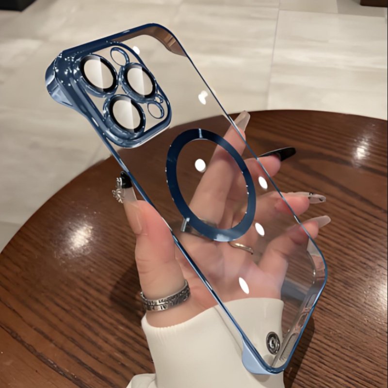 Luxury Frameless Electroplated PC Crystal Cell Mobile Phone Case For iPhone 15 Pro Max 16 14 13 12 8 Plus XS XR with lens film