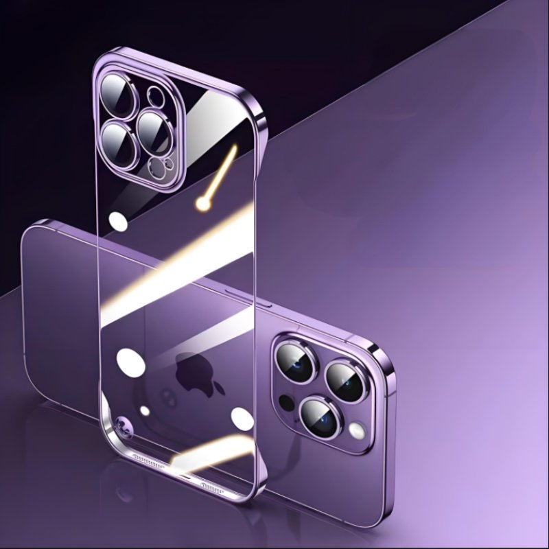 Luxury Frameless Electroplated PC Crystal Cell Mobile Phone Case For iPhone 15 Pro Max 16 14 13 12 8 Plus XS XR with lens film