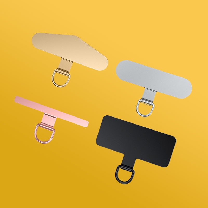 Universal Mobile Phone Stainless Steel Anti-lost Clip Lanyard Patch Shape Custom Logo Phone Patch Tether Tab With D Ring