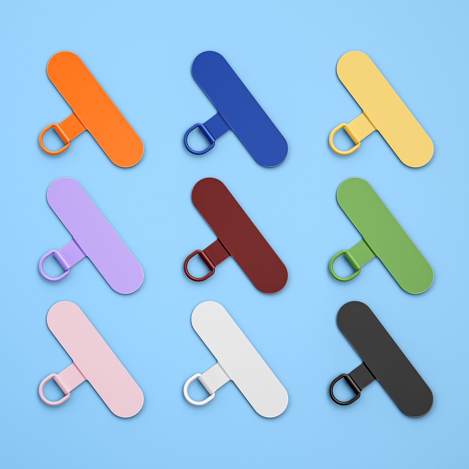 Universal Stainless Steel Slip D-Ring Mobile Phone Strap Lanyard Patch Rope Shape Metal Clip Phone Tether Tab Rotatable