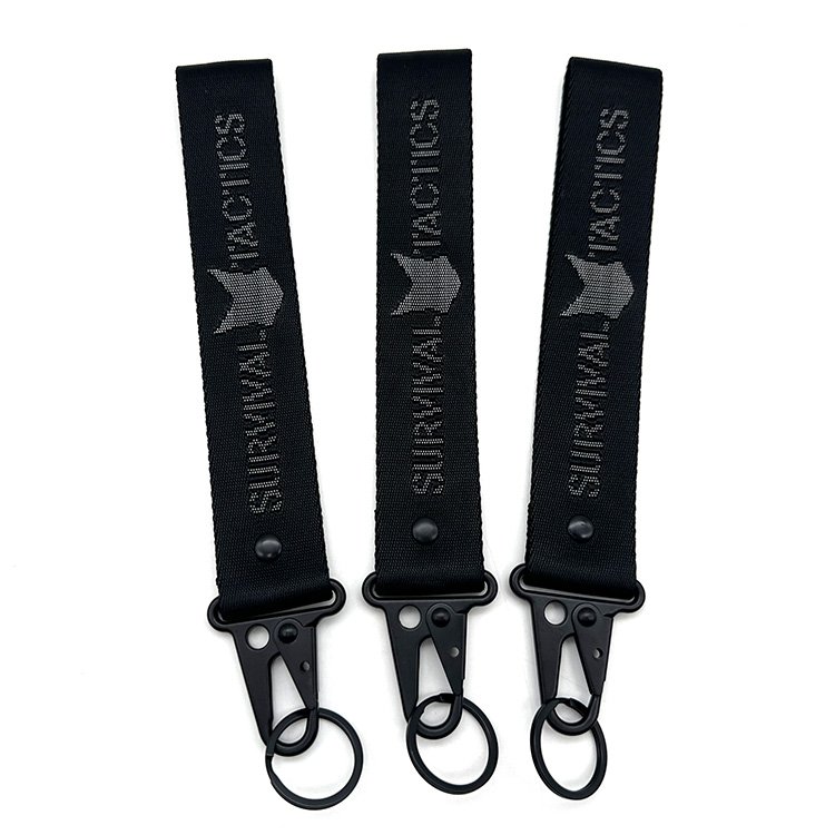 YYX Trend Custom Nylon Carabiner Hook Keychain Leather Jacquard Webbed Keychain Hanging Mobile Phone Wrist Strap Keychain