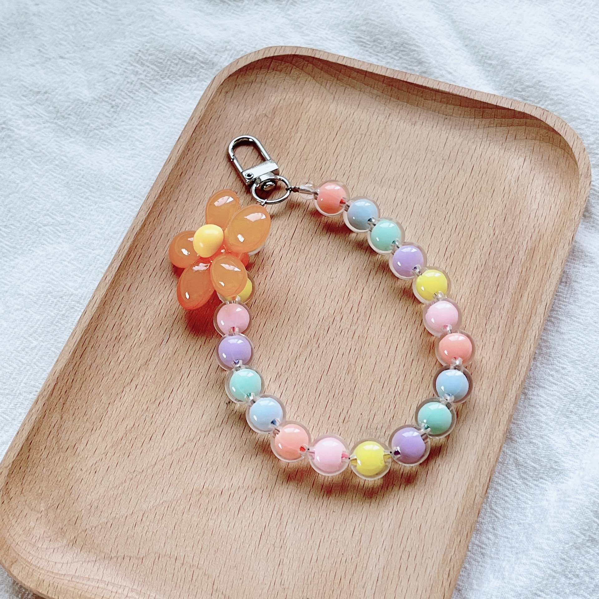 Custom Durable Beaded Cute Flower Phone Strap Phone Chain Strap Strap Lanyard Crystal Beads Mobile Phone Chain for Girls gift