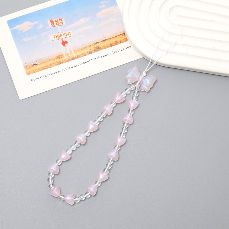Mobile Phone Strap Lanyard Crystal Beads Mobile Phone Chain Anti-lost DIY Love Pearl Cell Phone Charms