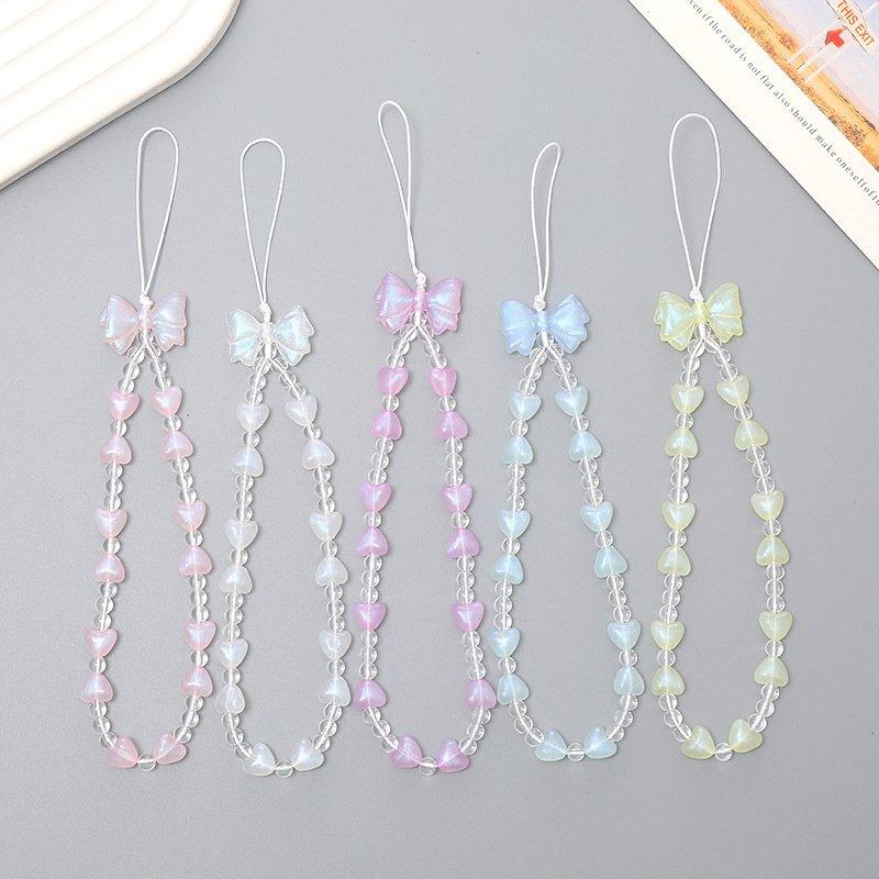 Mobile Phone Strap Lanyard Crystal Beads Mobile Phone Chain Anti-lost DIY Love Pearl Cell Phone Charms