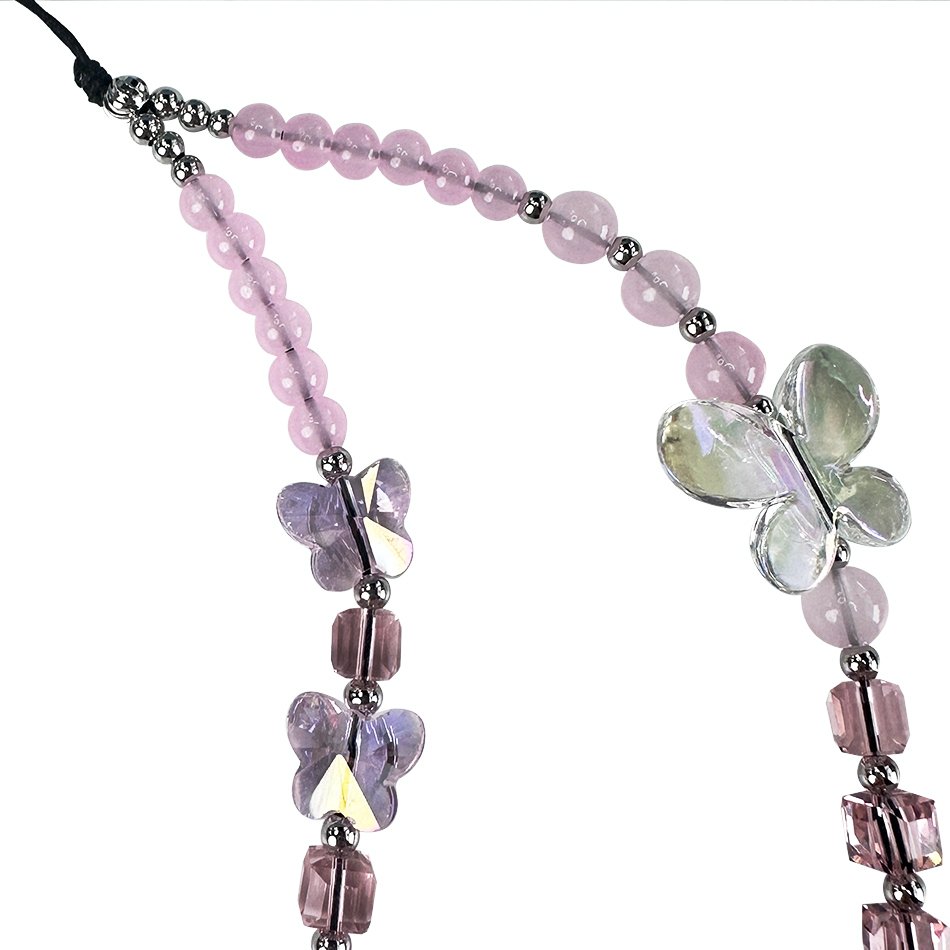 2024 New Y2K Style Butterfly Phone Chain Crystal Beads String Phone Girls Gift Korea DIY phone wrist strap