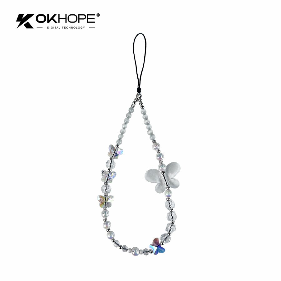 2024 New Y2K Style Butterfly Phone Chain Crystal Beads String Phone Girls Gift Korea DIY phone wrist strap