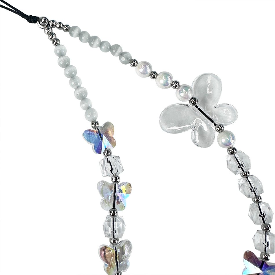 2024 New Y2K Style Butterfly Phone Chain Crystal Beads String Phone Girls Gift Korea DIY phone wrist strap