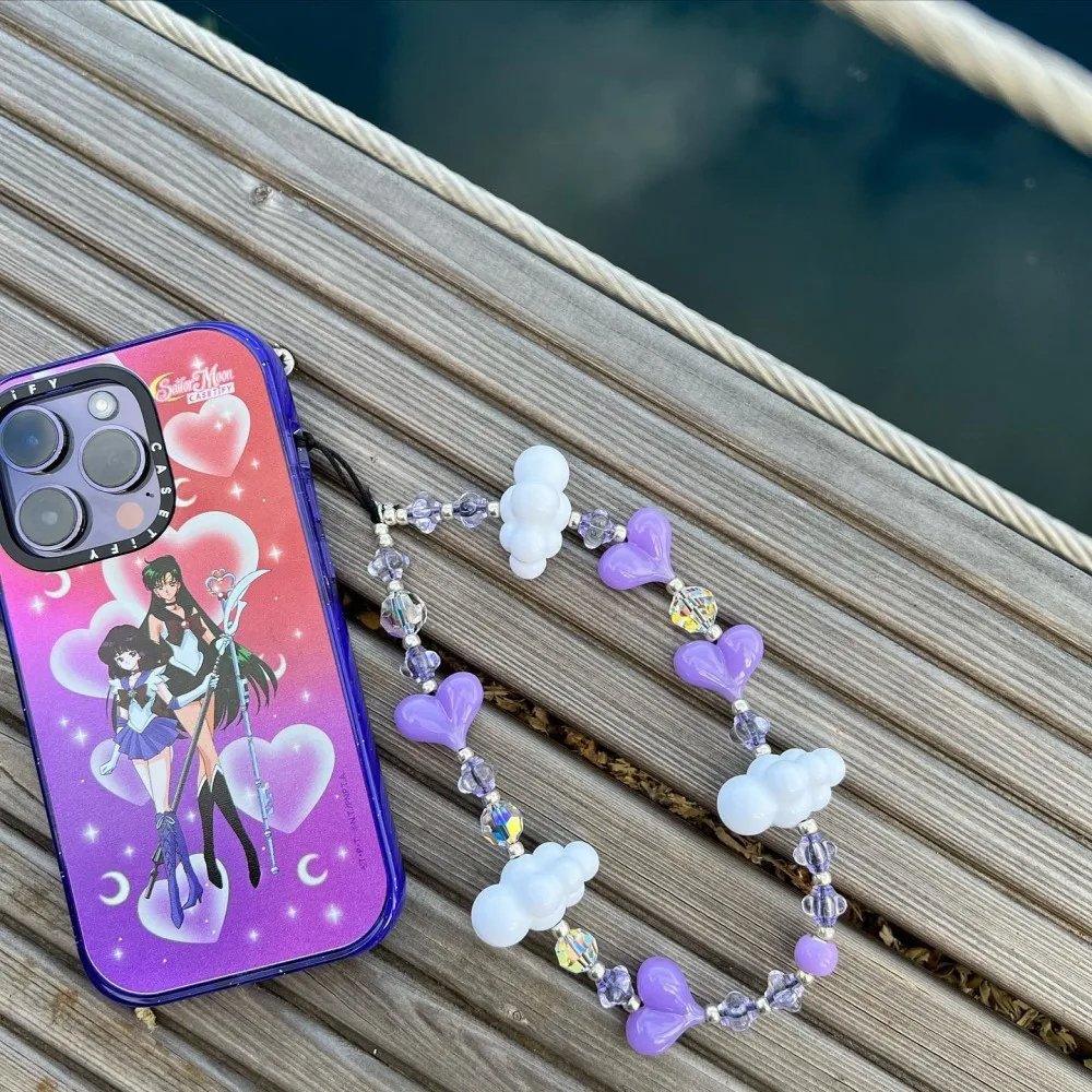 KKBEAD Fashion cloud Phone straps heart mobile case phone chain
