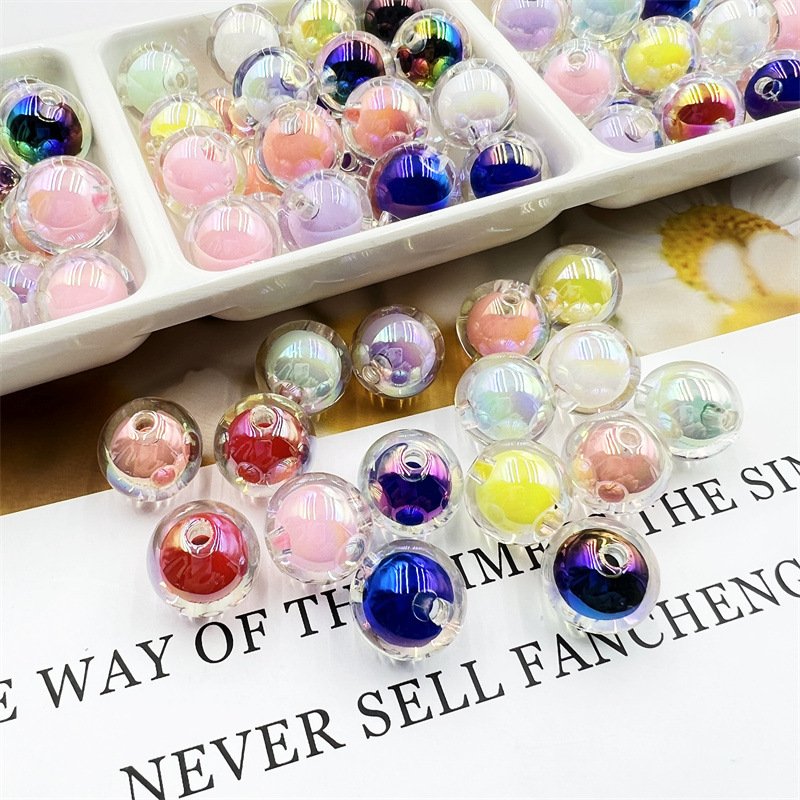 16mm Acrylic Plated UV Scratch Free Beads Round Beads Diy Mobile Phone Chain Bead Material Jewelry Accessories