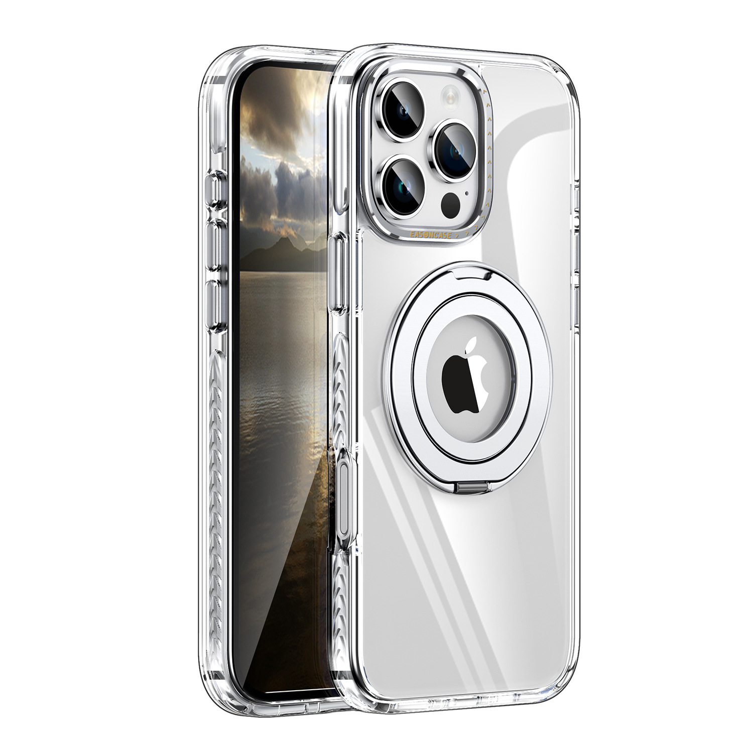 Japan and South Korea Applicable to 15promax Phone Case Dragon Scale Rotary Magnetic Adhesive Iphone16pro Bracket Transparent