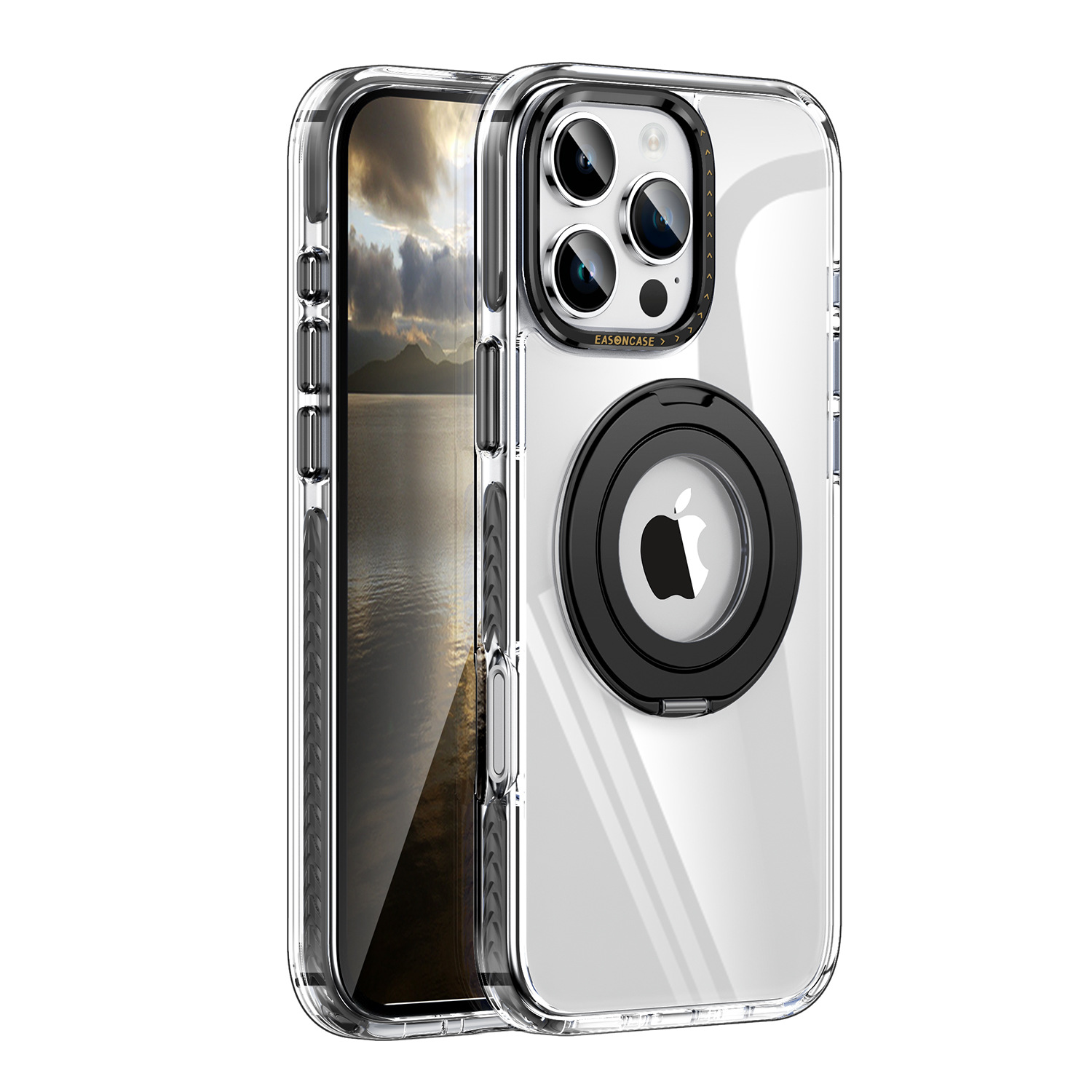 Japan and South Korea Applicable to 15promax Phone Case Dragon Scale Rotary Magnetic Adhesive Iphone16pro Bracket Transparent