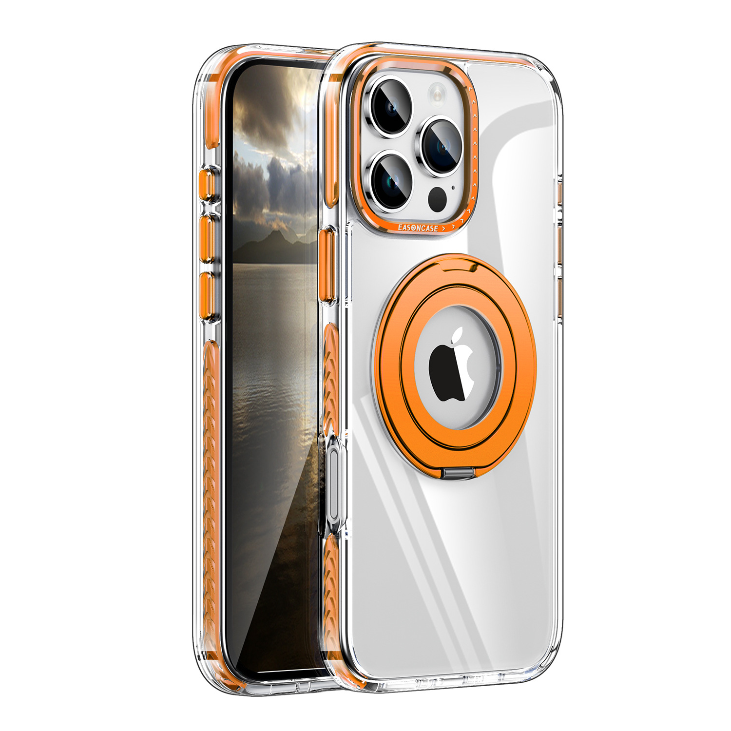 Japan and South Korea Applicable to 15promax Phone Case Dragon Scale Rotary Magnetic Adhesive Iphone16pro Bracket Transparent