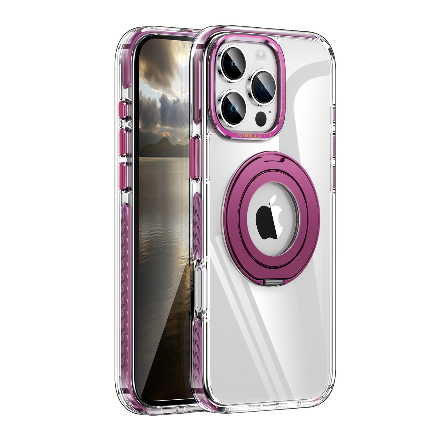 Japan and South Korea Applicable to 15promax Phone Case Dragon Scale Rotary Magnetic Adhesive Iphone16pro Bracket Transparent