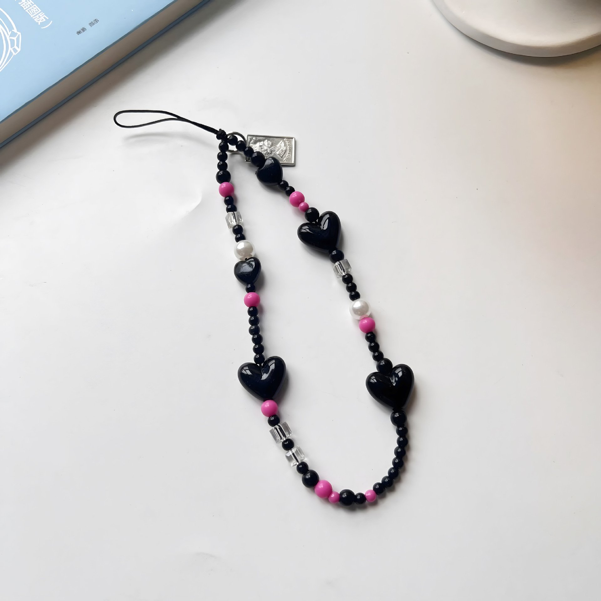 Summer Crystal Lovely DIY Lanyard Phone Chain Mobile Chain Colorful Bead Anti-lost Phone Lanyard Chain Strap Charm