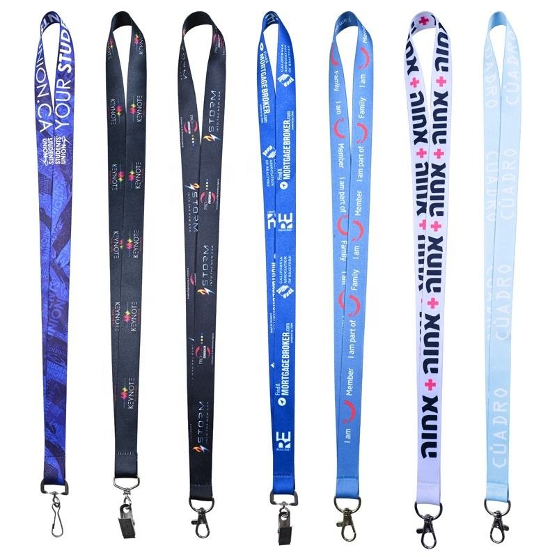 Eco-friendly Cheap Promotional Heat Transfer Sublimation Print Polyester Neck Strap Lanyard In Full Colors Printing