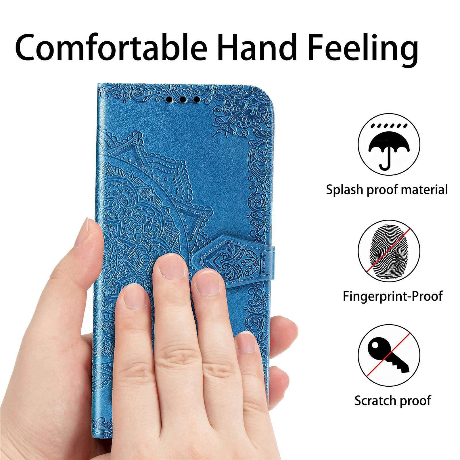 For Nokia X10 X20 PU Leather Flip Mobile Phone Case Mandala Pattern Embossed Magnetic Stand Folio Wallet Back Cover with Strap