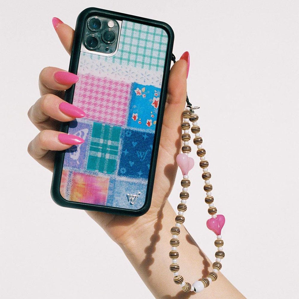 KKBEAD Bohemian Instagram style couple pink love phone chain striped bead key prevent losing rope