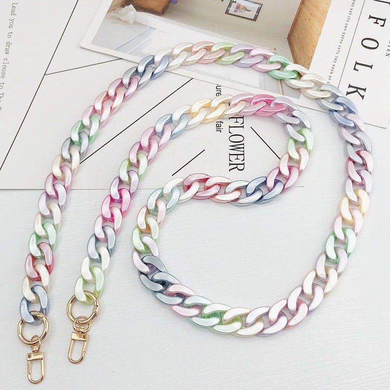 Wholesale Custom Trendy Cell Mobile Phone Lanyard Straps Bag Handle Strap Long Chunky Acrylic Mobile Phone Chain for women