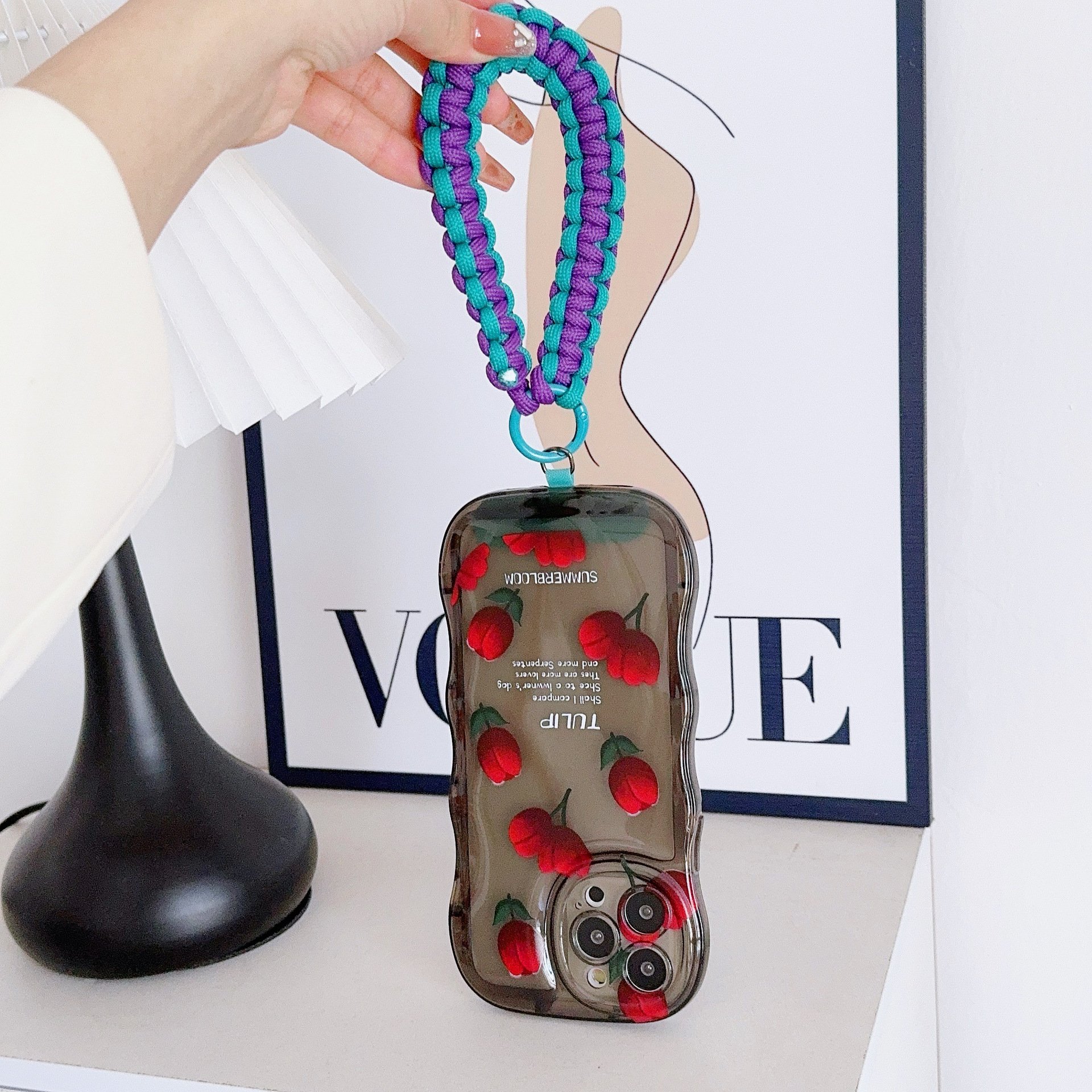 Hot Selling Anti Lost Universal Short Wrist Rope Nylon Woven Colorful Wrist Hand Strap Rope Phone Case Lanyard
